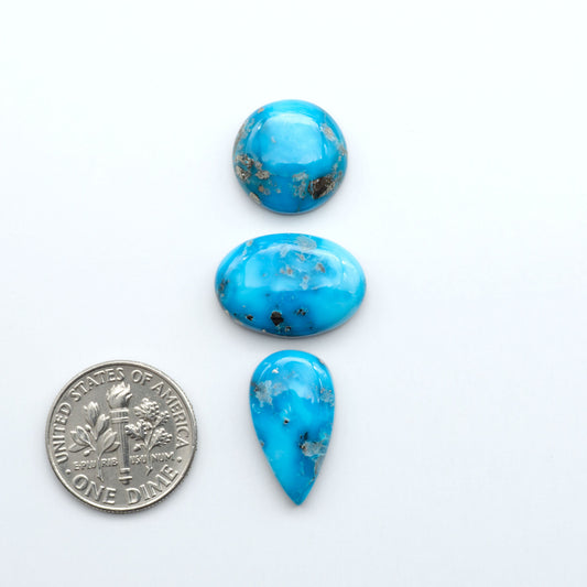 Create stunning handcrafted jewelry with Blue Bird Turquoise Cabochons. Their rich blue color and polish make them perfect for silversmiths and jewelry makers.