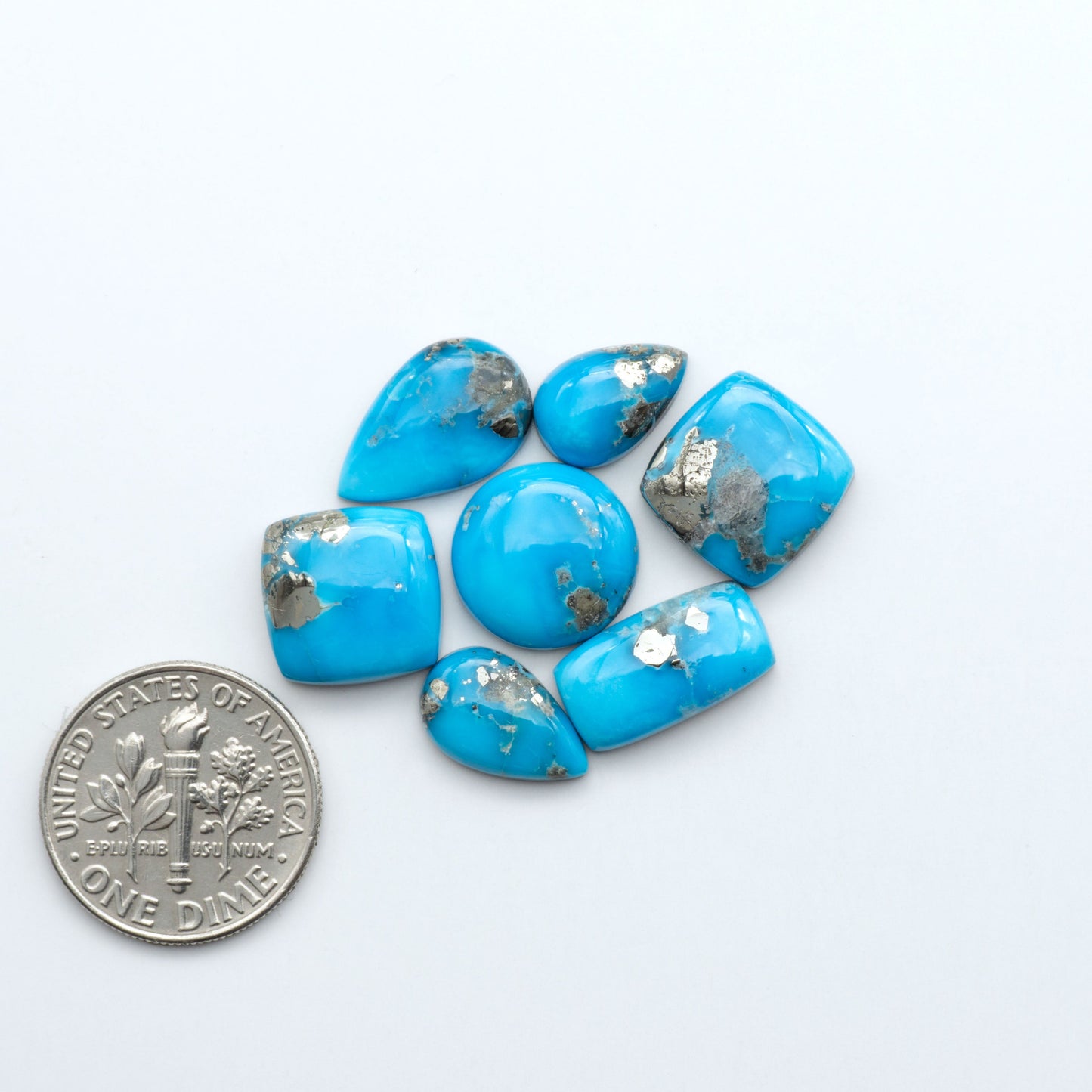 Create stunning handcrafted jewelry with Blue Bird Turquoise Cabochons. Their rich blue color and polish make them perfect for silversmiths and jewelry makers.