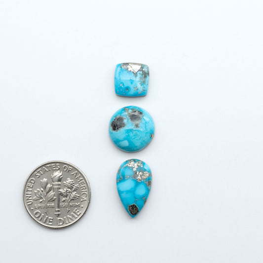 Create stunning handcrafted jewelry with Blue Bird Turquoise Cabochons. Their rich blue color and polish make them perfect for silversmiths and jewelry makers.