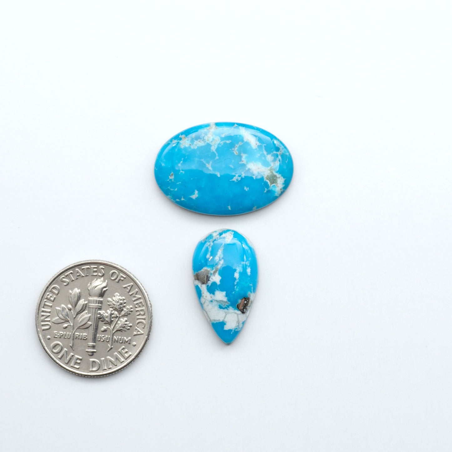 Create stunning handcrafted jewelry with Blue Bird Turquoise Cabochons. Their rich blue color and polish make them perfect for silversmiths and jewelry makers.