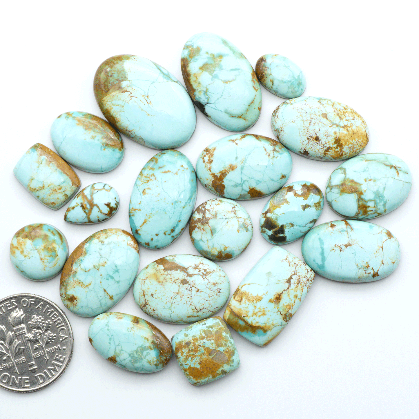 Add a touch of beauty to your collection with our stunning Pilot Mountain Turquoise Cabochons. Perfect for jewelry making each piece is truly one-of-a-kind.