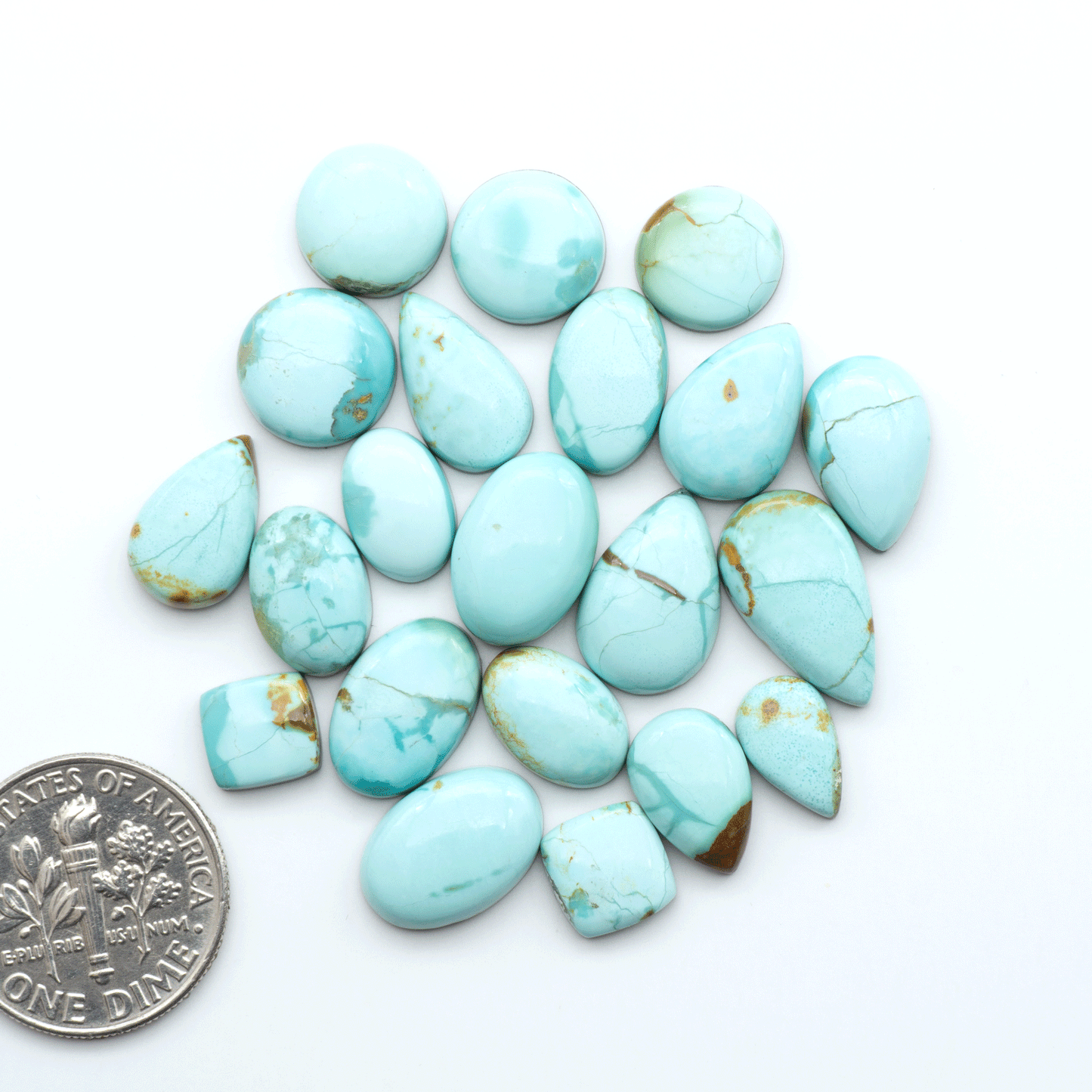 Add a touch of beauty to your collection with our stunning Pilot Mountain Turquoise Cabochons. Perfect for jewelry making each piece is truly one-of-a-kind.