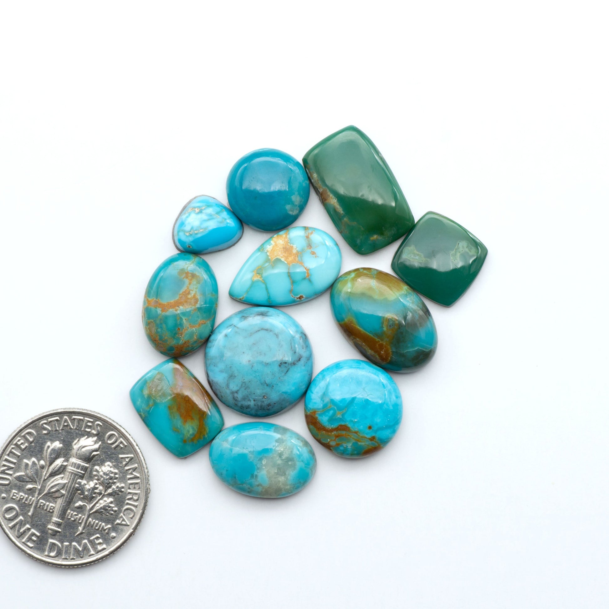 Add a touch of beauty to your collection with our stunning Pilot Mountain Turquoise Cabochons. Perfect for jewelry making each piece is truly one-of-a-kind.