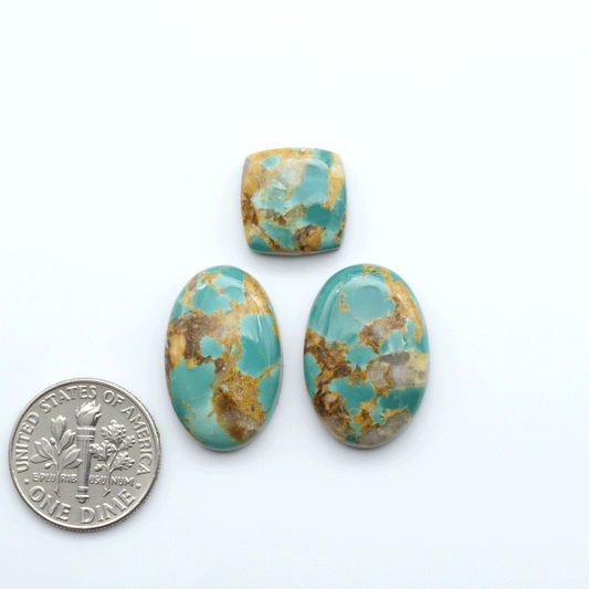 Experience the beauty of Turquoise Mountain Cabochons. With their distinctive blue and green color, these gemstones are perfect for any jewelry piece.
