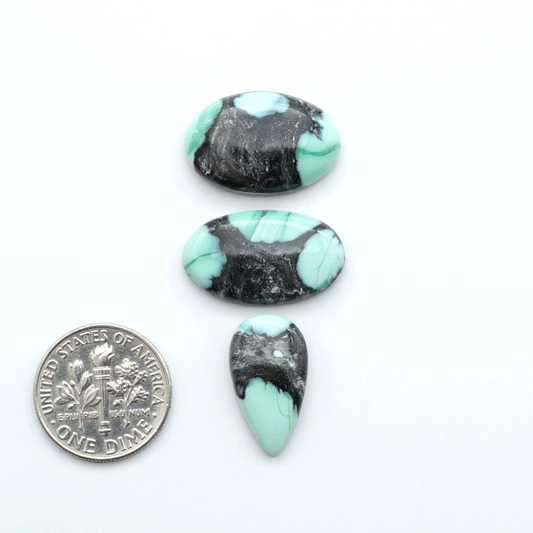 Shop Variscite cabochons with natural matrix patterns, ideal for silversmiths and jewelry makers creating custom rings and pendants.