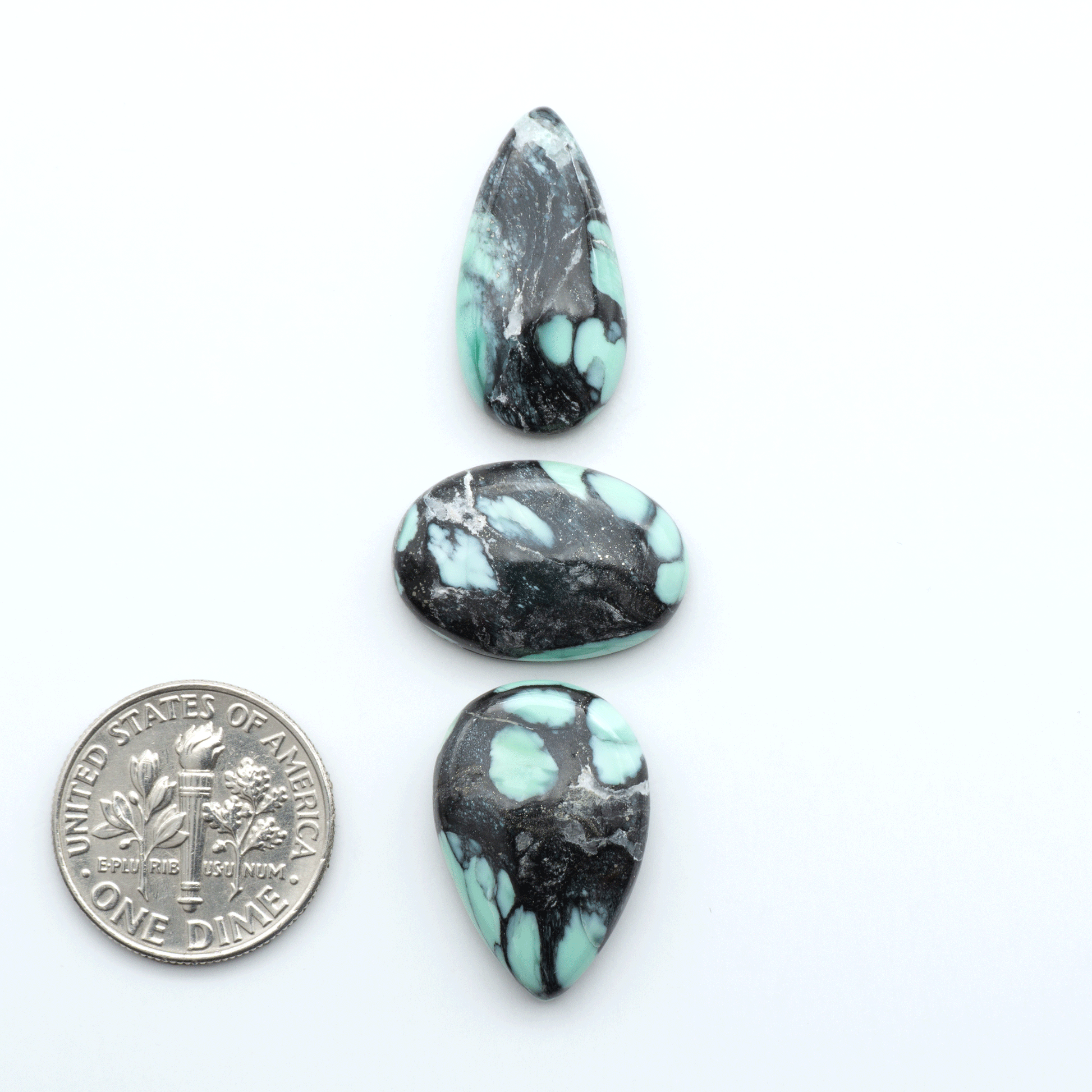 Shop Variscite cabochons with natural matrix patterns, ideal for silversmiths and jewelry makers creating custom rings and pendants.