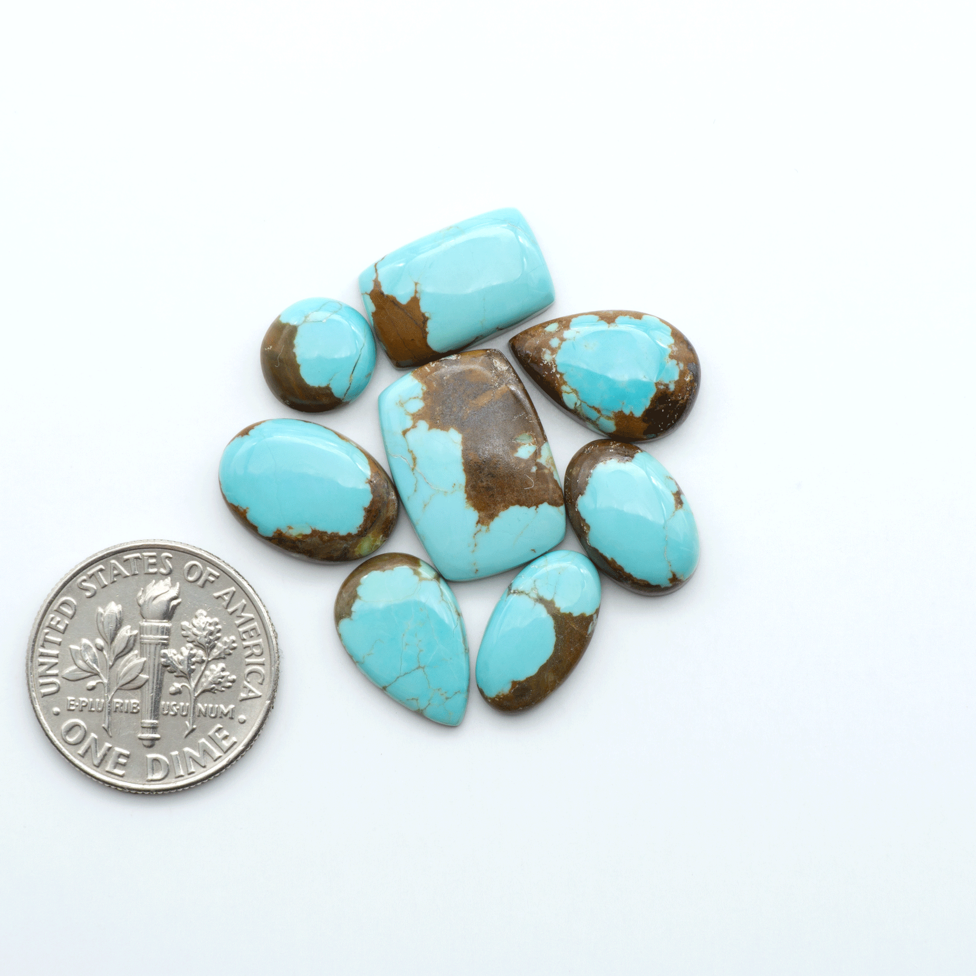 Number 8 Turquoise Cabochons have been selected for their quality and unique appearance. Don't miss the chance to add a one-of-a-kind piece to your collection.