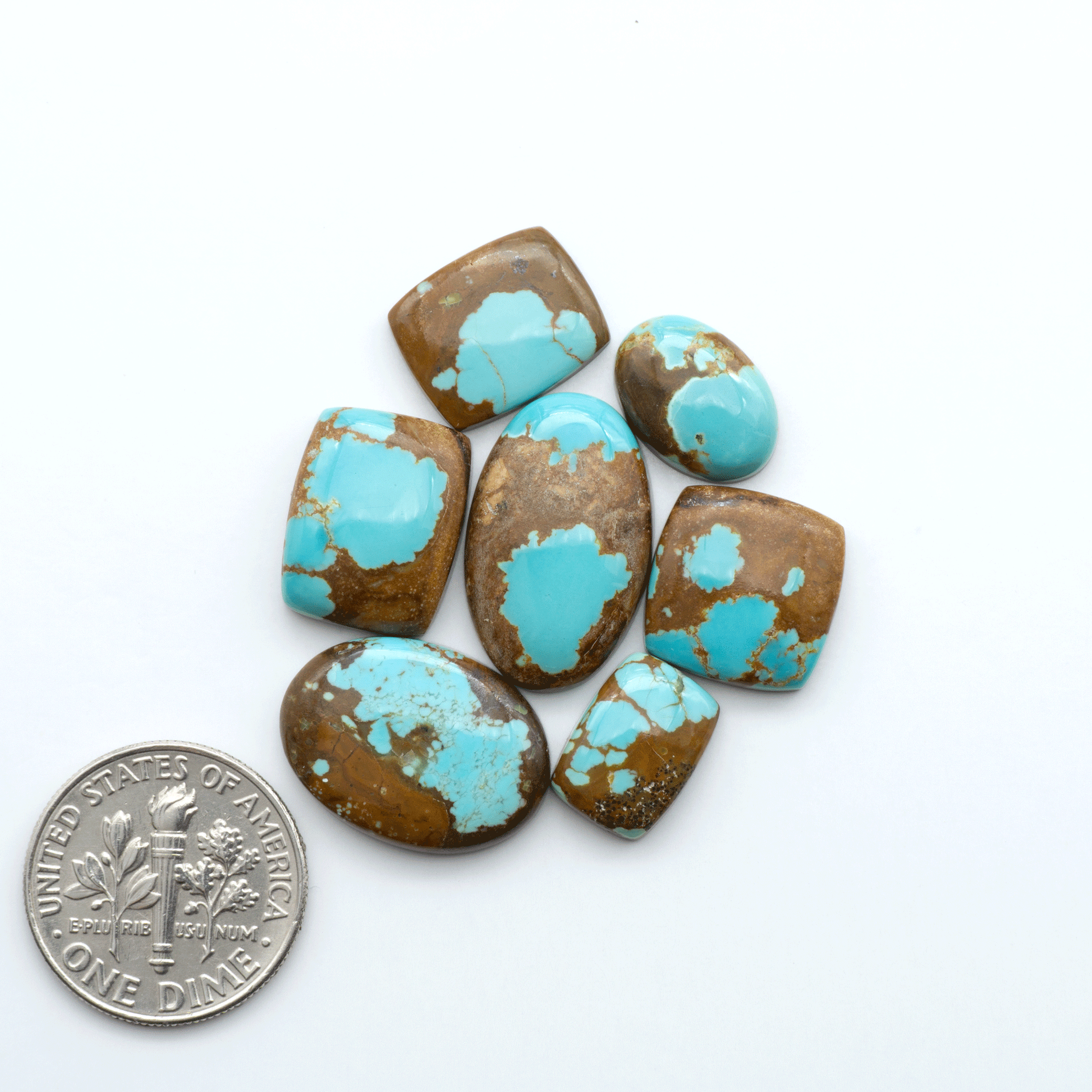 Number 8 Turquoise Cabochons have been selected for their quality and unique appearance. Don't miss the chance to add a one-of-a-kind piece to your collection.