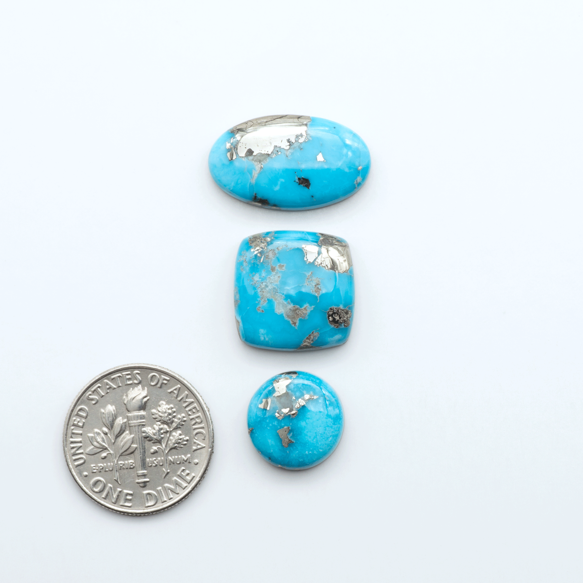 Create stunning handcrafted jewelry with Blue Bird Turquoise Cabochons. Their rich blue color and polish make them perfect for silversmiths and jewelry makers.