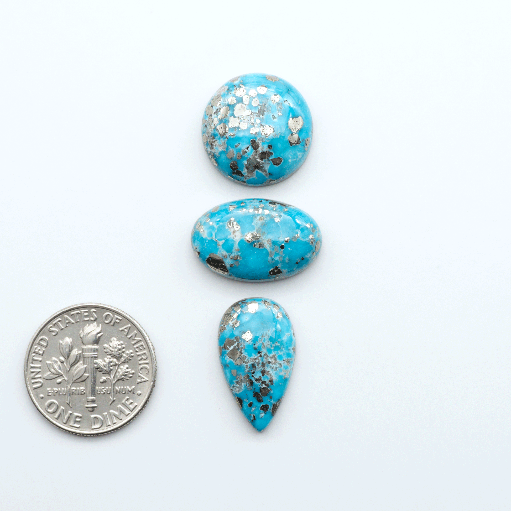 Create stunning handcrafted jewelry with Blue Bird Turquoise Cabochons. Their rich blue color and polish make them perfect for silversmiths and jewelry makers.