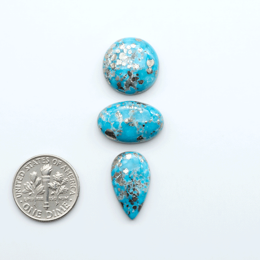 Create stunning handcrafted jewelry with Blue Bird Turquoise Cabochons. Their rich blue color and polish make them perfect for silversmiths and jewelry makers.