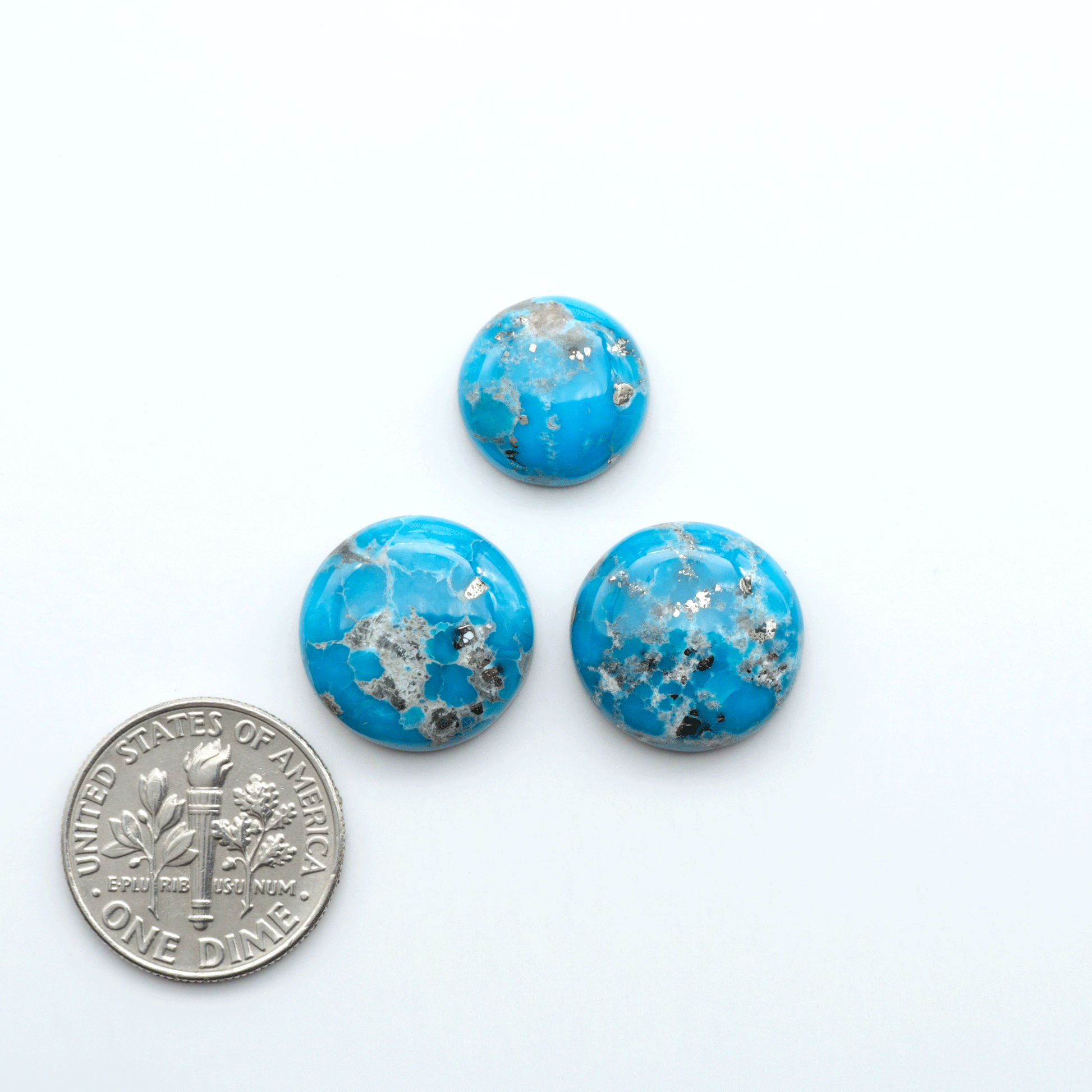 Create stunning handcrafted jewelry with Blue Bird Turquoise Cabochons. Their rich blue color and polish make them perfect for silversmiths and jewelry makers..