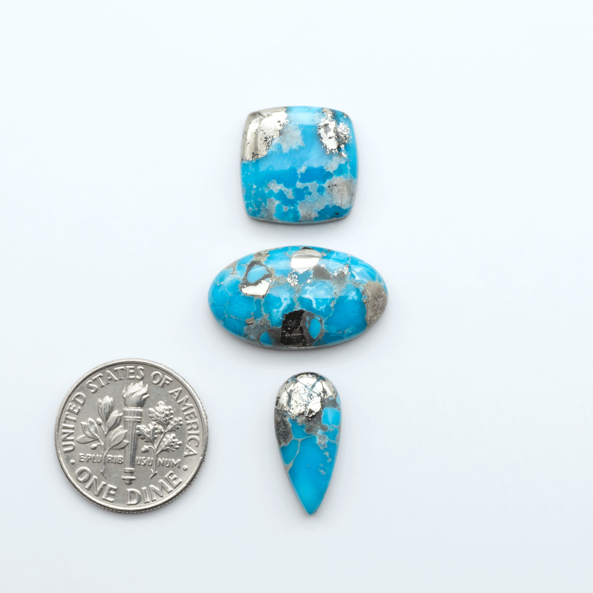 Create stunning handcrafted jewelry with Blue Bird Turquoise Cabochons. Their rich blue color and polish make them perfect for silversmiths and jewelry makers.