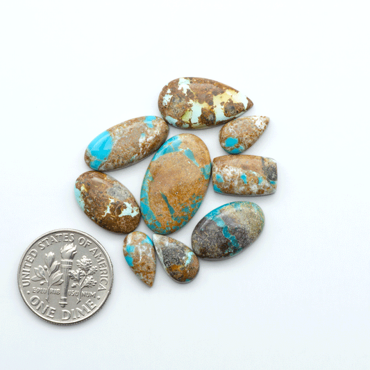 Sierra Bella Turquoise cabochons feature rich blue-green color and natural matrix variation. Ideal for silversmiths, jewelers, and custom jewelry designs.