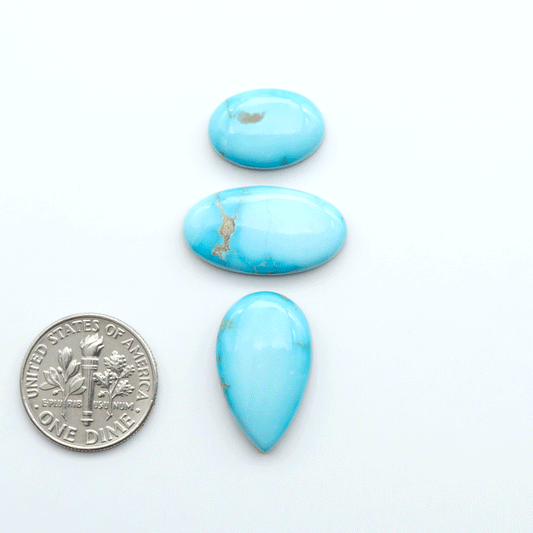 Sierra Bella Turquoise cabochons feature rich blue-green color and natural matrix variation. Ideal for silversmiths, jewelers, and custom jewelry designs.