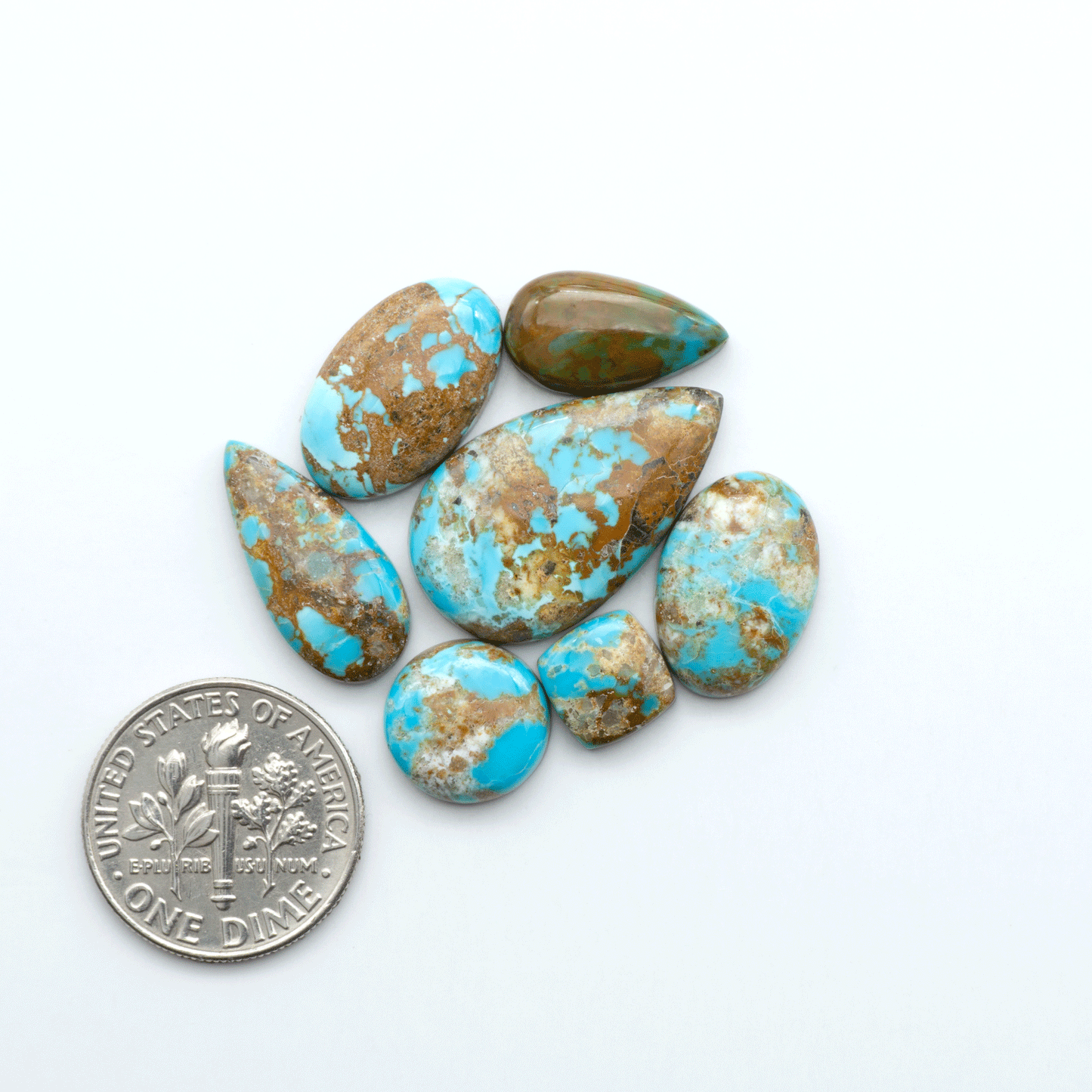 Sierra Bella Turquoise cabochons feature rich blue-green color and natural matrix variation. Ideal for silversmiths, jewelers, and custom jewelry designs.