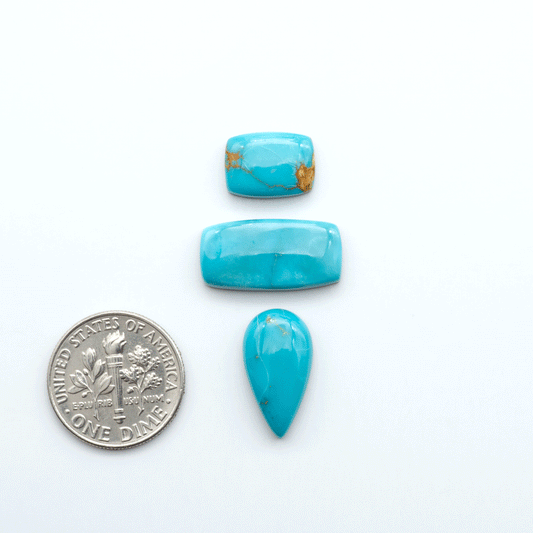 Sierra Bella Turquoise cabochons feature rich blue-green color and natural matrix variation. Ideal for silversmiths, jewelers, and custom jewelry designs.