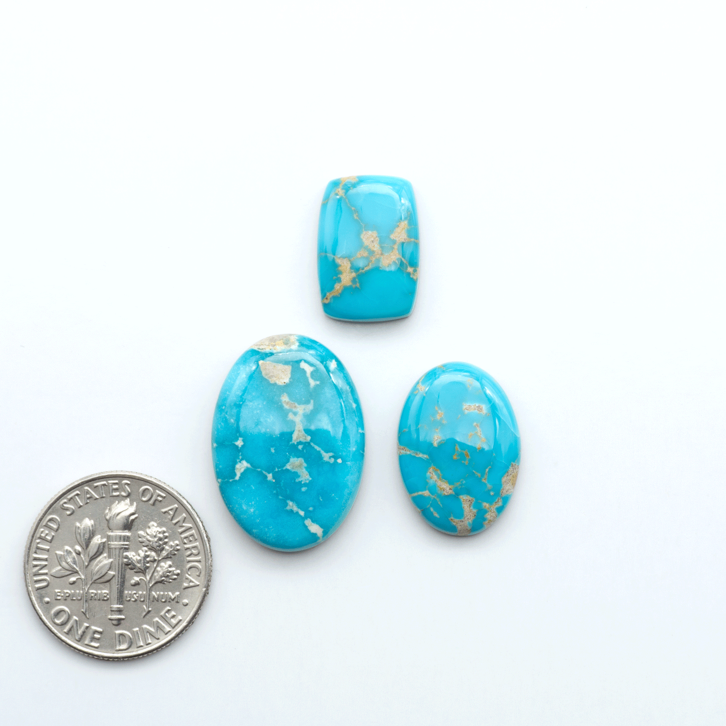 Sierra Bella Turquoise cabochons feature rich blue-green color and natural matrix variation. Ideal for silversmiths, jewelers, and custom jewelry designs.