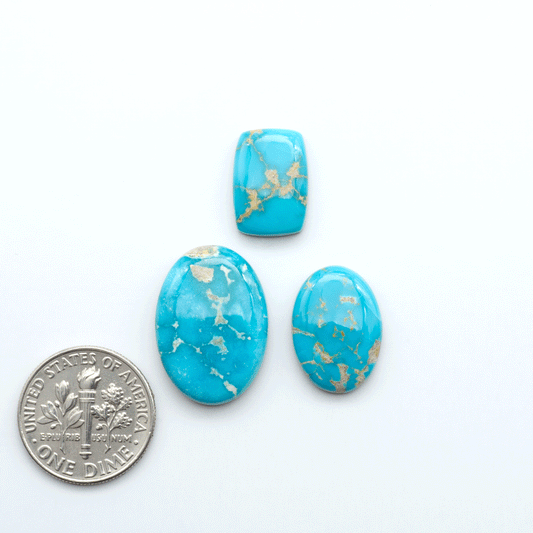 Sierra Bella Turquoise cabochons feature rich blue-green color and natural matrix variation. Ideal for silversmiths, jewelers, and custom jewelry designs.