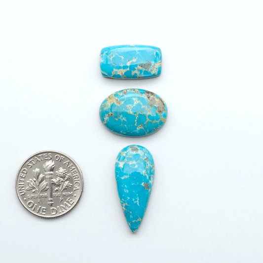 Sierra Bella Turquoise cabochons feature rich blue-green color and natural matrix variation. Ideal for silversmiths, jewelers, and custom jewelry designs.