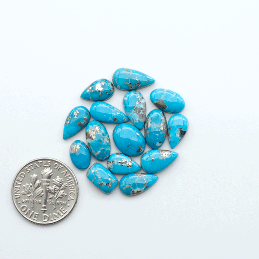 Sierra Bella Turquoise cabochons feature rich blue-green color and natural matrix variation. Ideal for silversmiths, jewelers, and custom jewelry designs.
