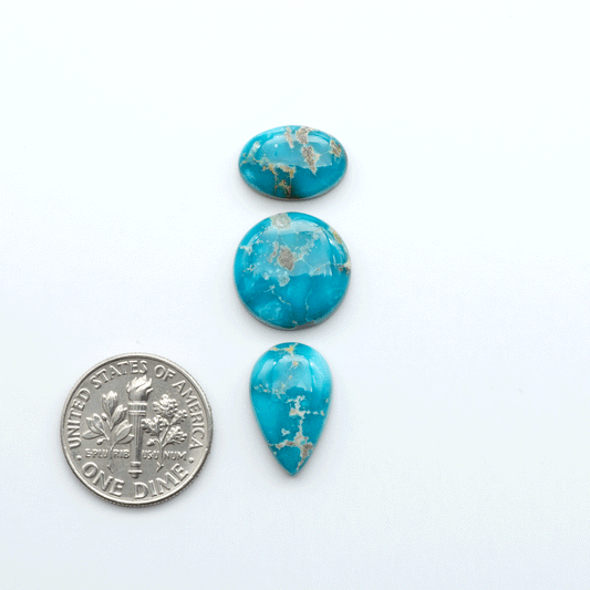 Sierra Bella Turquoise cabochons feature rich blue-green color and natural matrix variation. Ideal for silversmiths, jewelers, and custom jewelry designs.