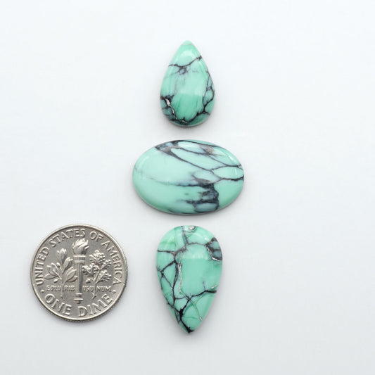 Shop Variscite cabochons with natural matrix patterns, ideal for silversmiths and jewelry makers creating custom rings and pendants.