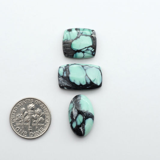 Shop Variscite cabochons with natural matrix patterns, ideal for silversmiths and jewelry makers creating custom rings and pendants.