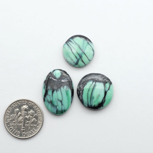 Shop Variscite cabochons with natural matrix patterns, ideal for silversmiths and jewelry makers creating custom rings and pendants.