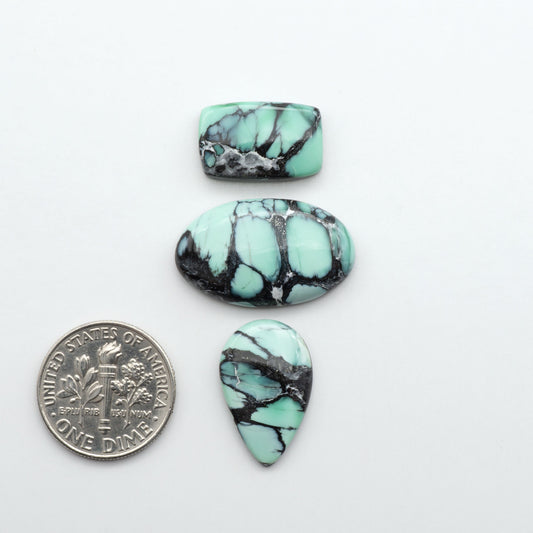Shop Variscite cabochons with natural matrix patterns, ideal for silversmiths and jewelry makers creating custom rings and pendants.