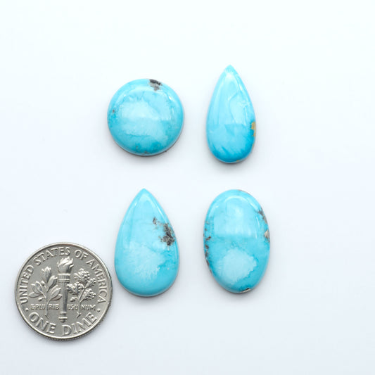 Create stunning handcrafted jewelry with Blue Bird Turquoise Cabochons. Their rich blue color and polish make them perfect for silversmiths and jewelry makers.