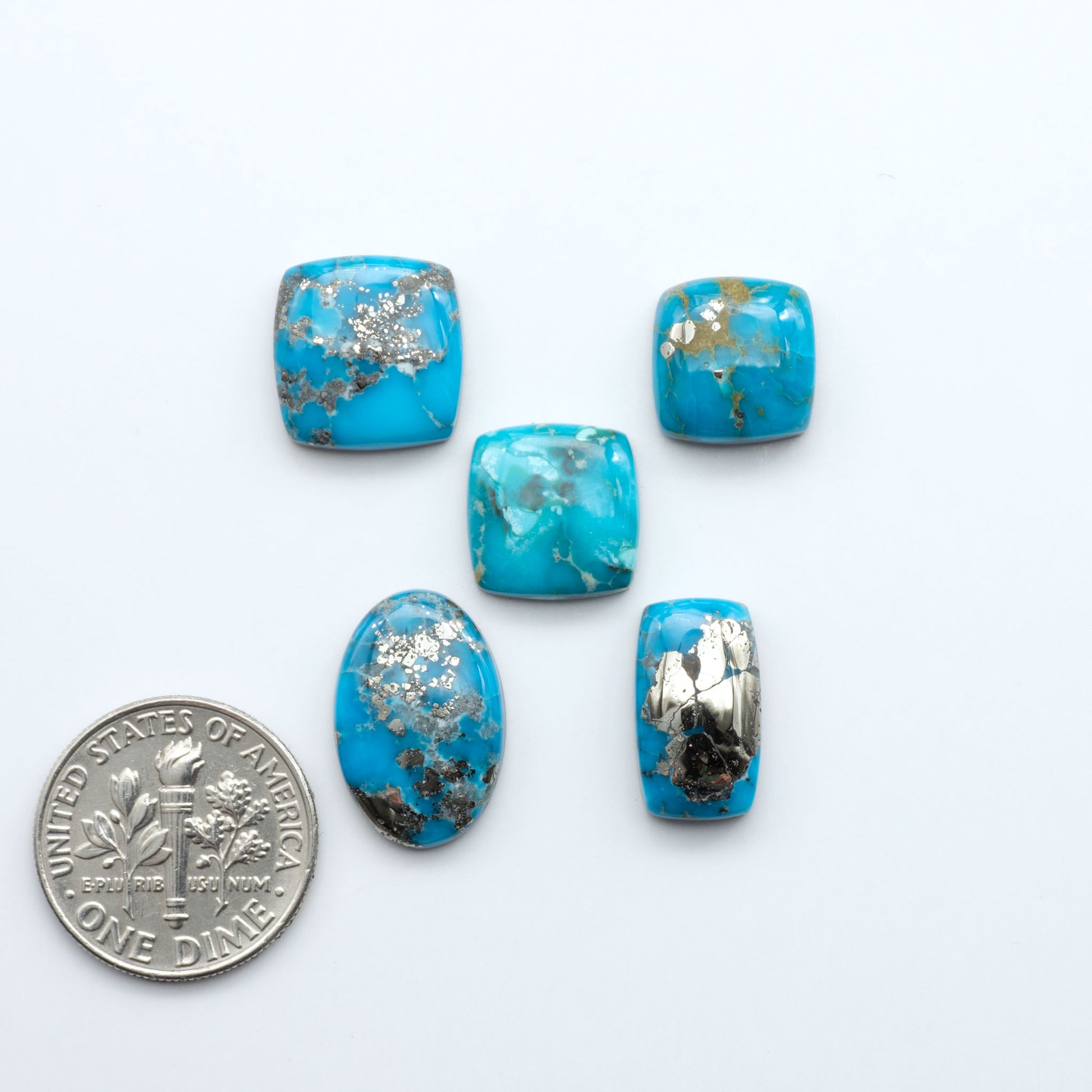 Create stunning handcrafted jewelry with Blue Bird Turquoise Cabochons. Their rich blue color and polish make them perfect for silversmiths and jewelry makers.