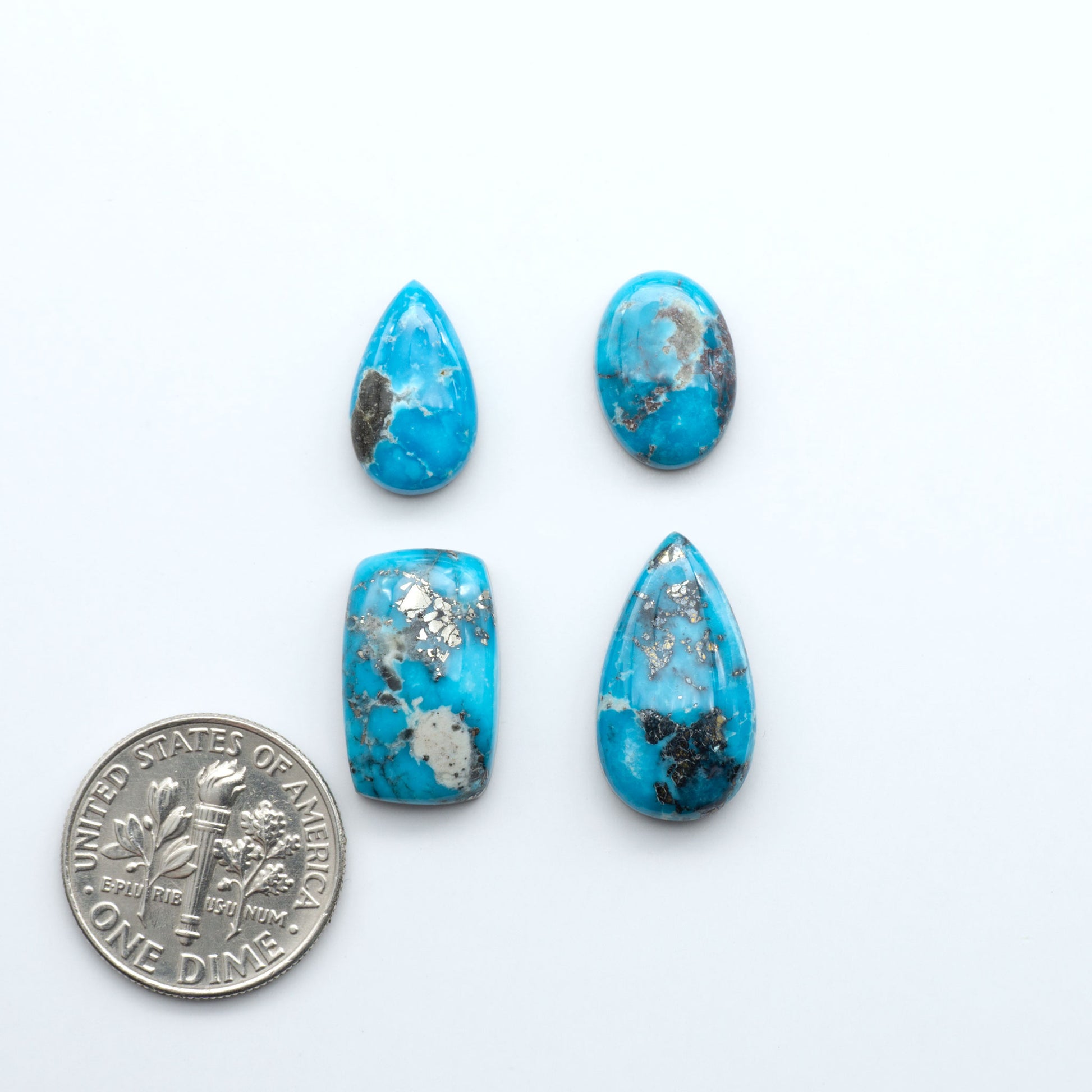 Create stunning handcrafted jewelry with Blue Bird Turquoise Cabochons. Their rich blue color and polish make them perfect for silversmiths and jewelry makers.