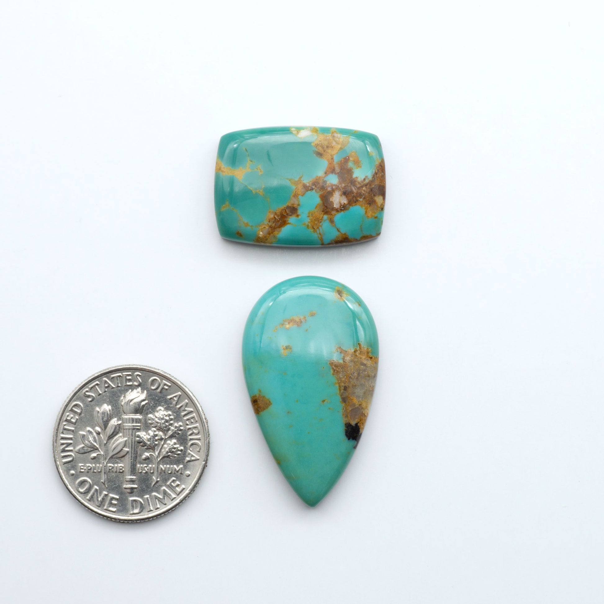 Experience the beauty of Turquoise Mountain Cabochons. With their distinctive blue and green color, these gemstones are perfect for any jewelry piece.
