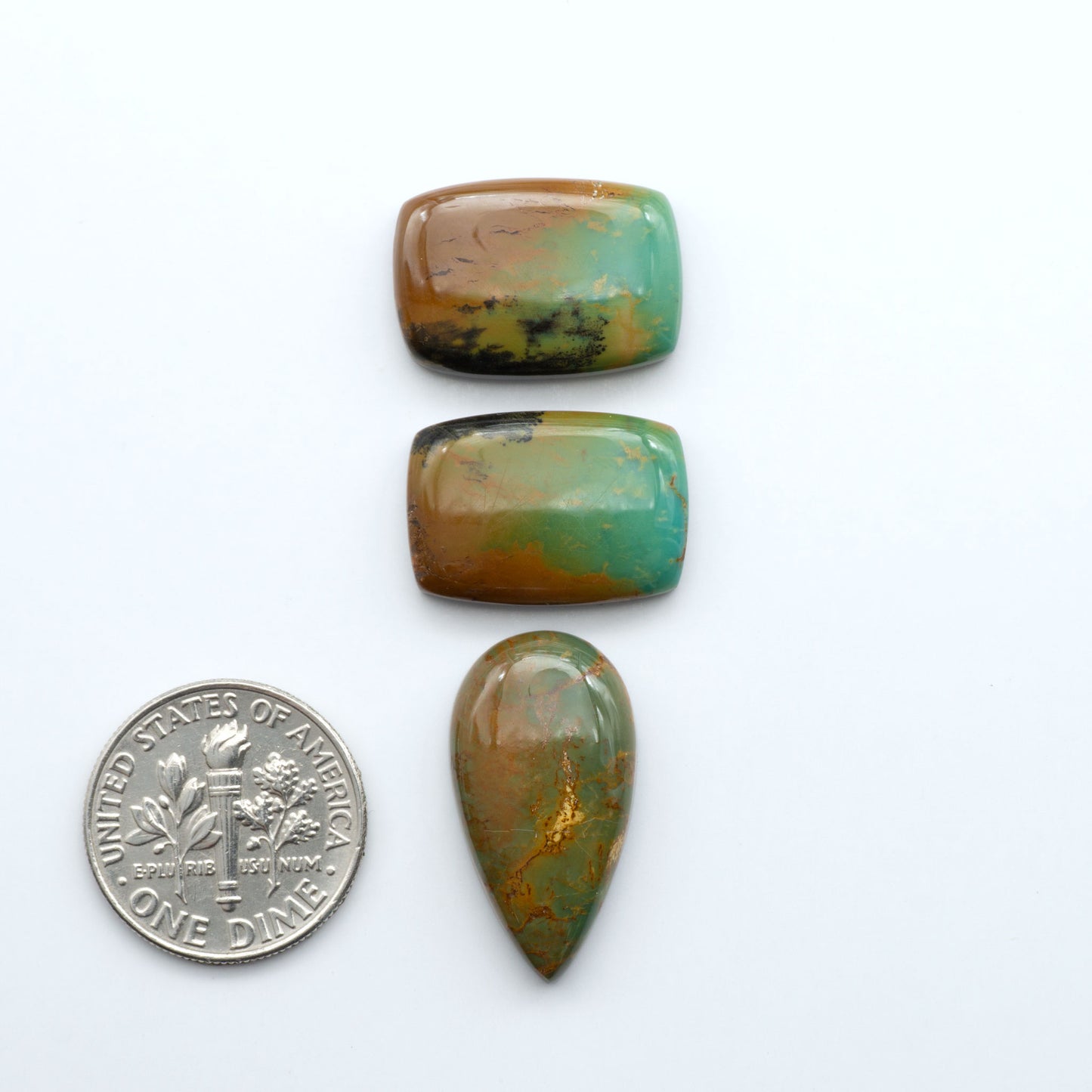 Experience the beauty of Turquoise Mountain Cabochons. With their distinctive blue and green color, these gemstones are perfect for any jewelry piece.