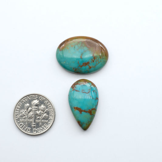 Experience the beauty of Turquoise Mountain Cabochons. With their distinctive blue and green color, these gemstones are perfect for any jewelry piece.
