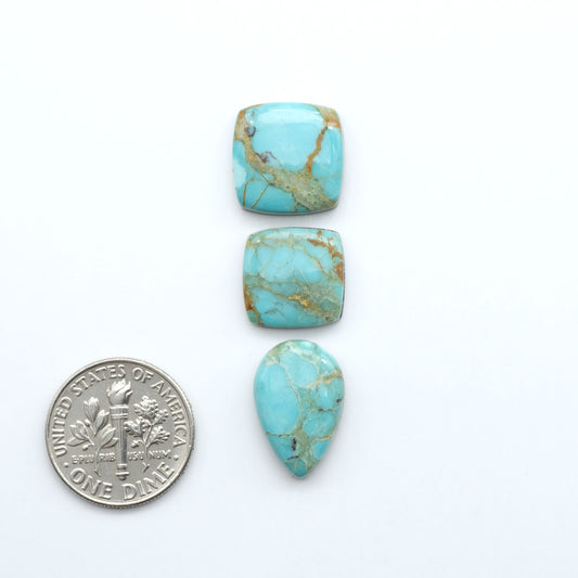 Add a touch of beauty to your collection with our stunning Pilot Mountain Turquoise Cabochons. Perfect for jewelry making each piece is truly one-of-a-kind