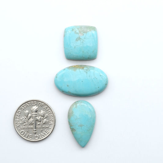 Add a touch of beauty to your collection with our stunning Pilot Mountain Turquoise Cabochons. Perfect for jewelry making each piece is truly one-of-a-kind