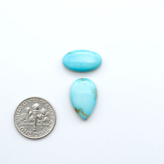 Sierra Bella Turquoise cabochons feature rich blue-green color and natural matrix variation. Ideal for silversmiths, jewelers, and custom jewelry designs.
