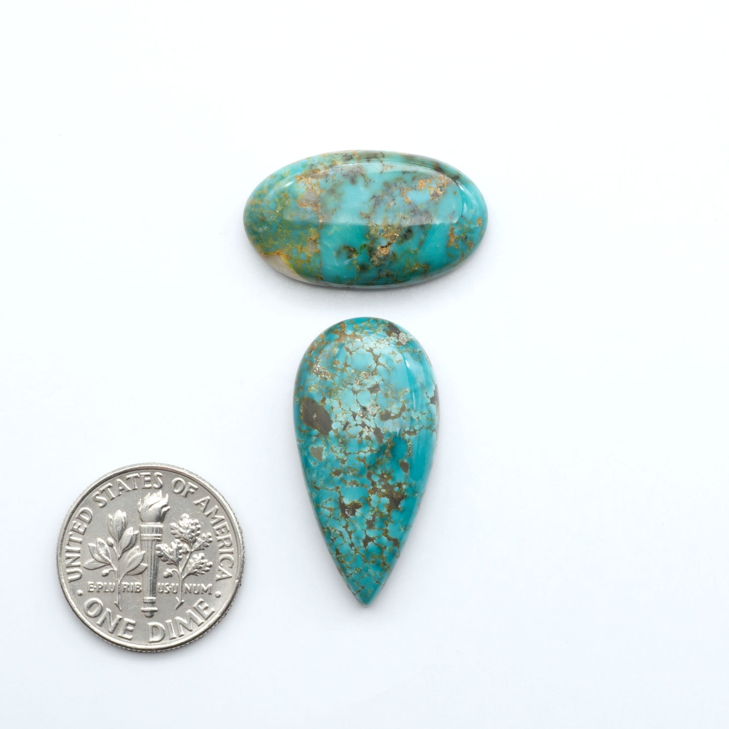 Experience the beauty of Turquoise Mountain Cabochons. With their distinctive blue and green color, these gemstones are perfect for any jewelry piece