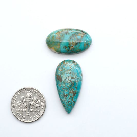 Experience the beauty of Turquoise Mountain Cabochons. With their distinctive blue and green color, these gemstones are perfect for any jewelry piece