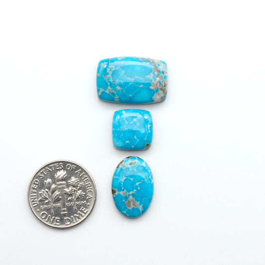 Create stunning handcrafted jewelry with Blue Bird Turquoise Cabochons. Their rich blue color and polish make them perfect for silversmiths and jewelry makers.
