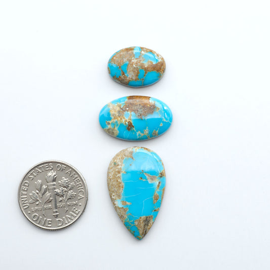 Sierra Bella Turquoise cabochons feature rich blue-green color and natural matrix variation. Ideal for silversmiths, jewelers, and custom jewelry designs.