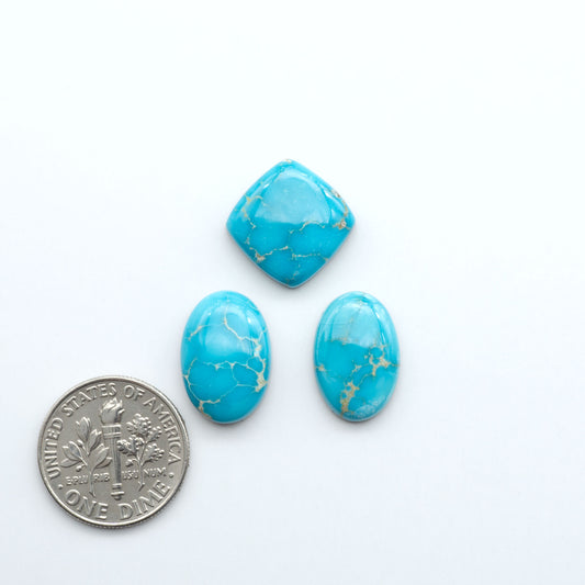 Sierra Bella Turquoise cabochons feature rich blue-green color and natural matrix variation. Ideal for silversmiths, jewelers, and custom jewelry designs.
