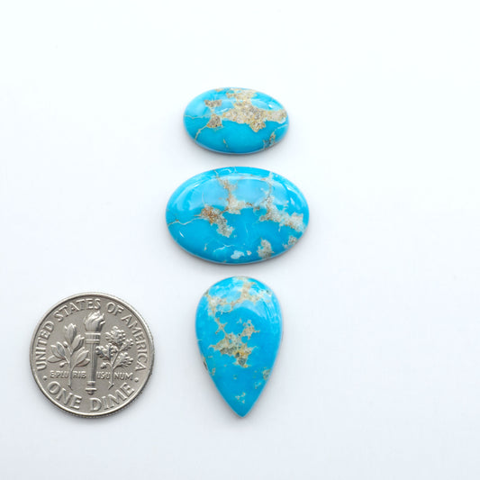 Sierra Bella Turquoise cabochons feature rich blue-green color and natural matrix variation. Ideal for silversmiths, jewelers, and custom jewelry designs.
