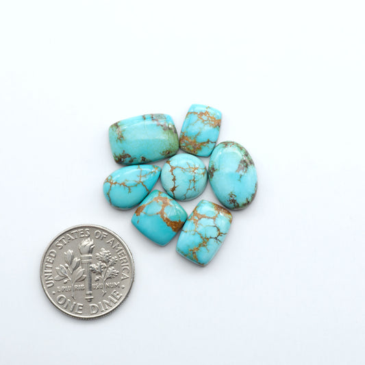 Sierra Bella Turquoise cabochons feature rich blue-green color and natural matrix variation. Ideal for silversmiths, jewelers, and custom jewelry designs.