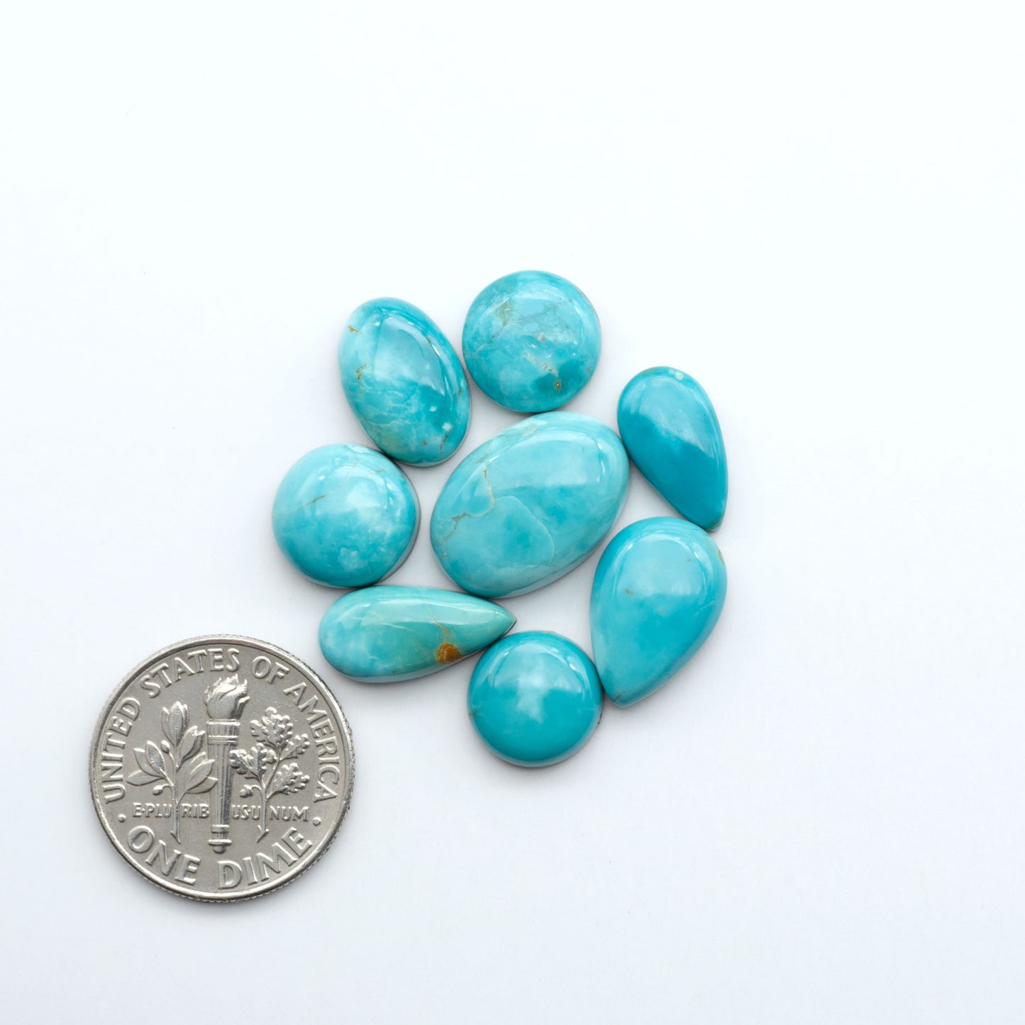 Add a touch of beauty to your collection with our stunning Pilot Mountain Turquoise Cabochons. Perfect for jewelry making each piece is truly one-of-a-kind.
