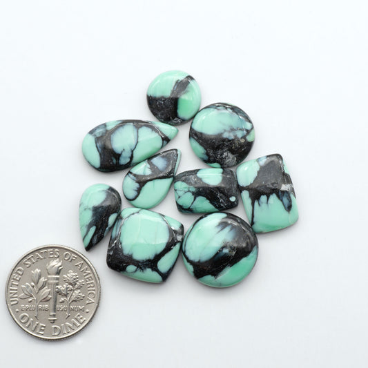 Shop Variscite cabochons with natural matrix patterns, ideal for silversmiths and jewelry makers creating custom rings and pendants.