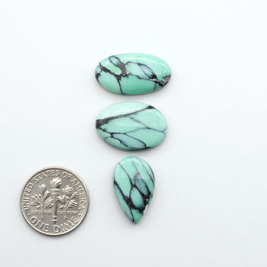 Shop Variscite cabochons with natural matrix patterns, ideal for silversmiths and jewelry makers creating custom rings and pendants.