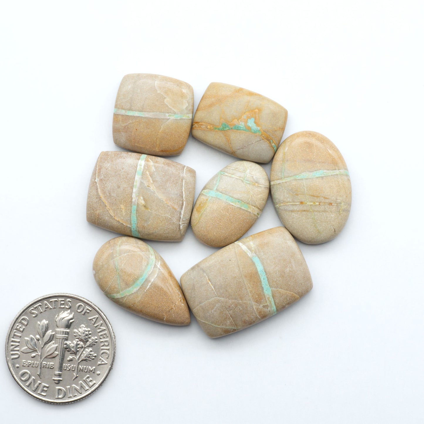 These Crow Springs Ribbon Turquoise Cabochons have a rich color and matrix that are sure to add a unique touch to a variety of jewelry pieces.